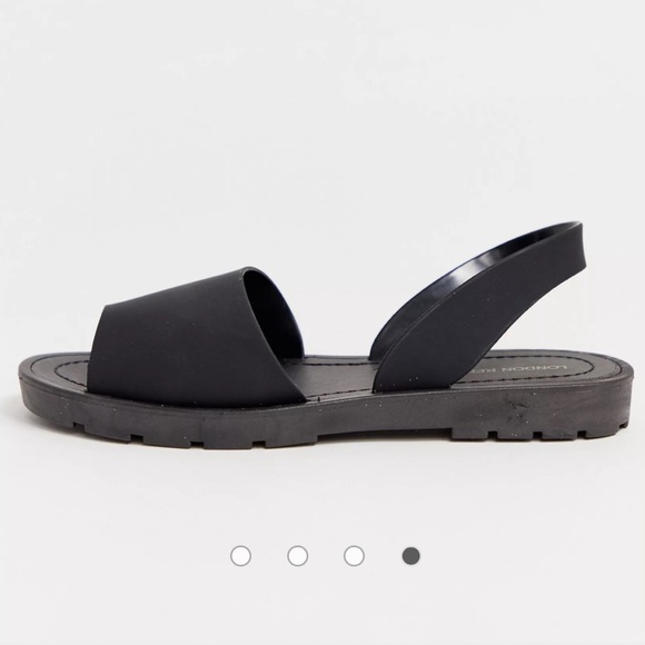 London Rebel black slingback jelly flat sandals size 7 - Picture 2 of 9